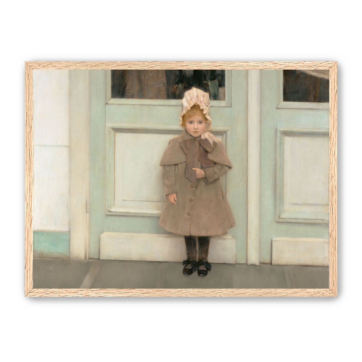 A child beneath pale doors