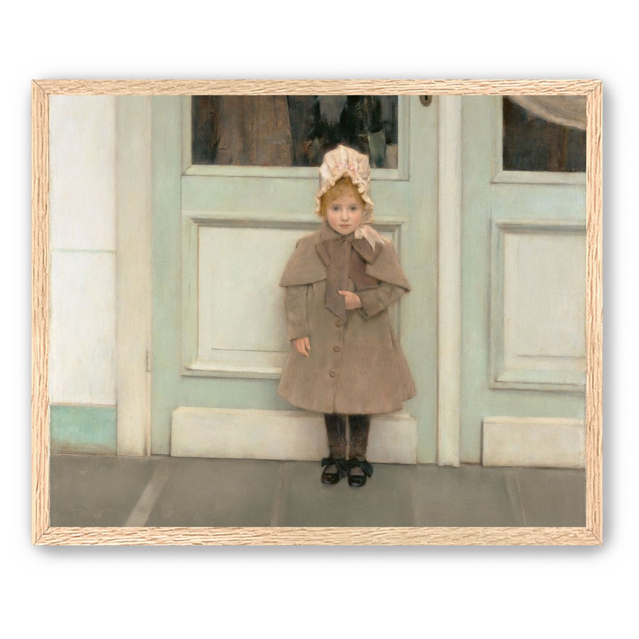 A child beneath pale doors