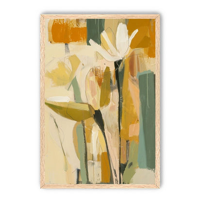White flower in ochre blocks