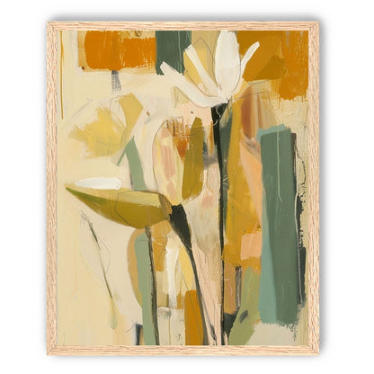 White flower in ochre blocks