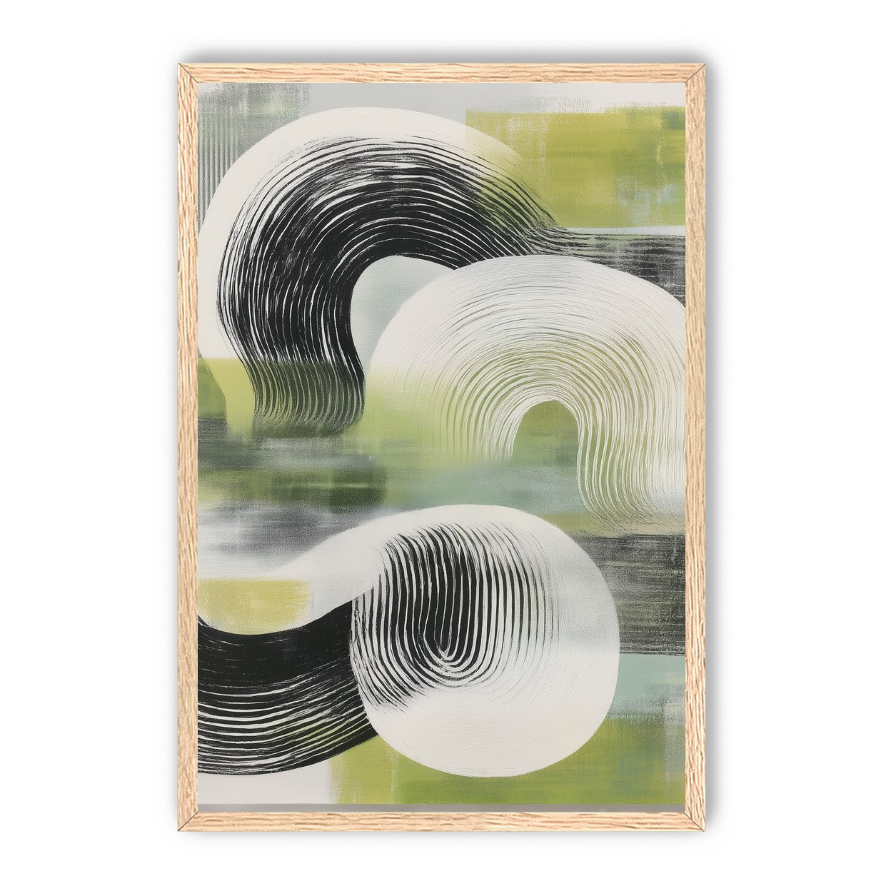 Curved bands across green fields