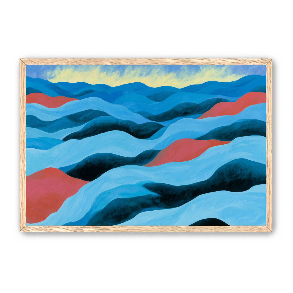 Blue hills under pale sky