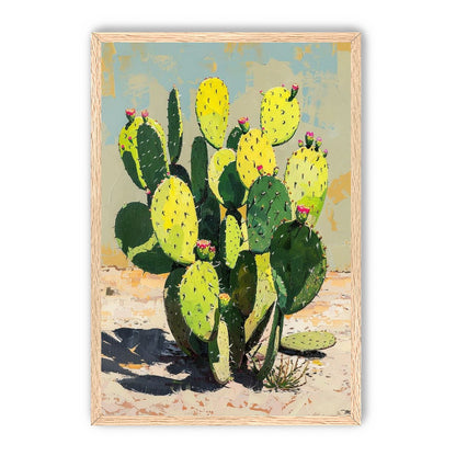 Yellow light on cactus pads