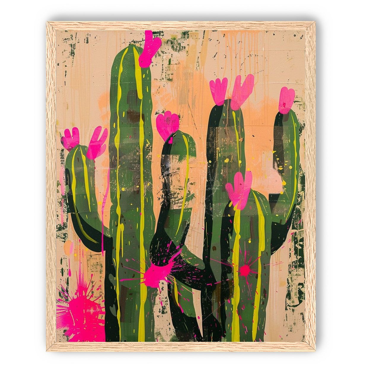 Pink blooms on cacti