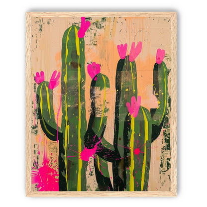 Pink blooms on cacti