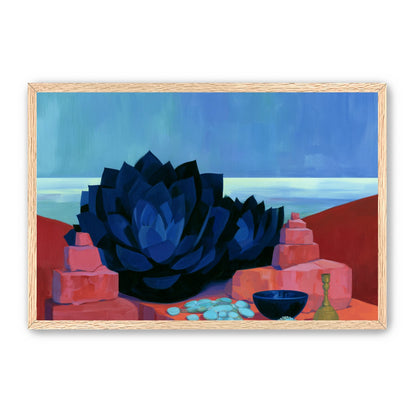 Blue flower in red light