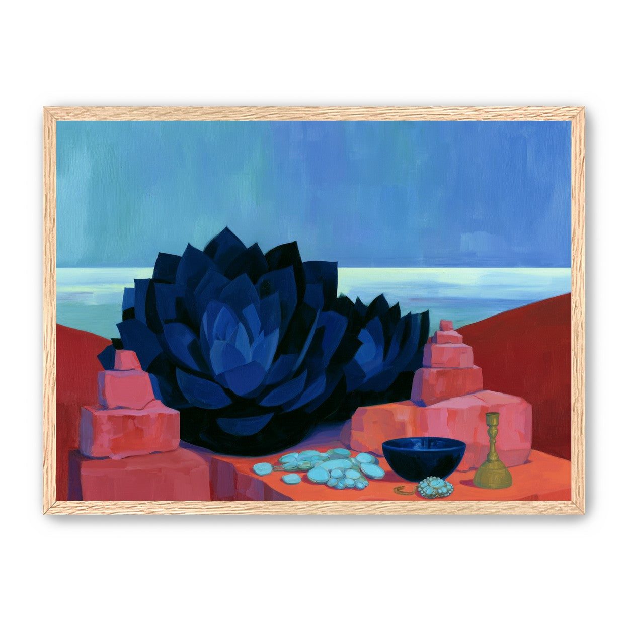 Blue flower in red light