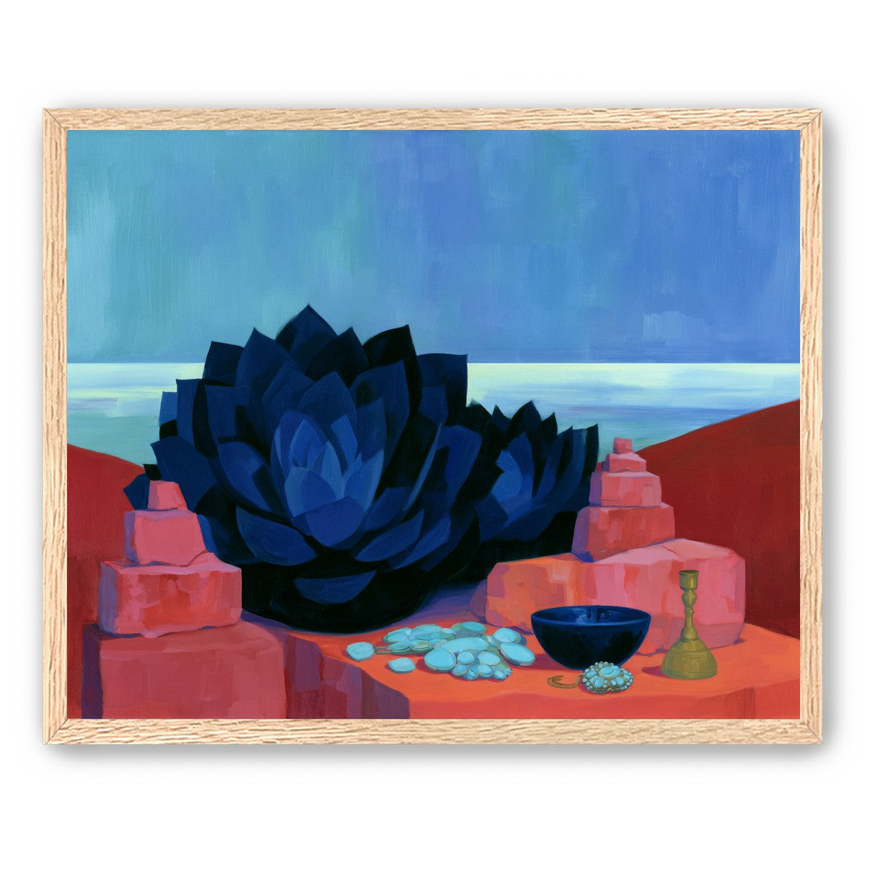 Blue flower in red light