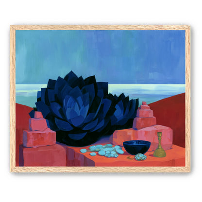 Blue flower in red light