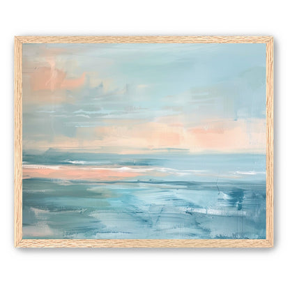 Peach light on blue sea