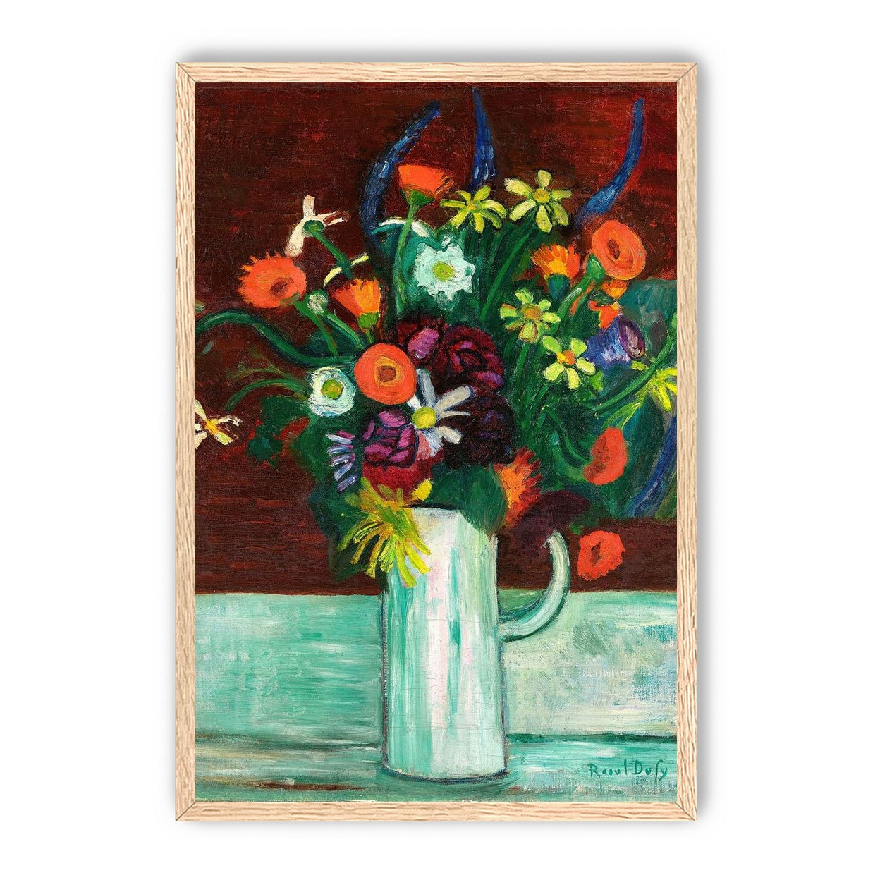 Flowers above the green table