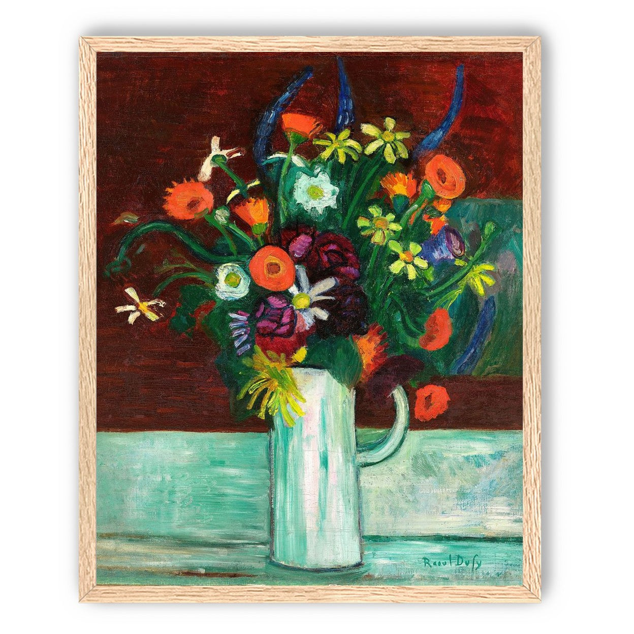 Flowers above the green table