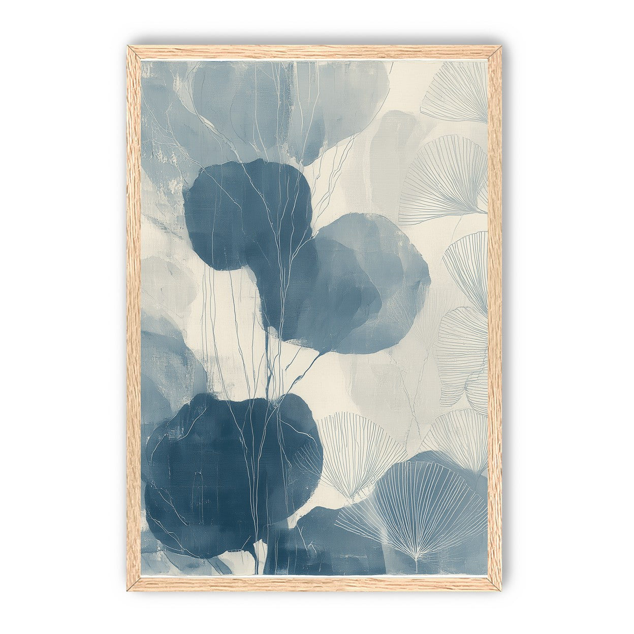 Ginkgo fans among round leaves