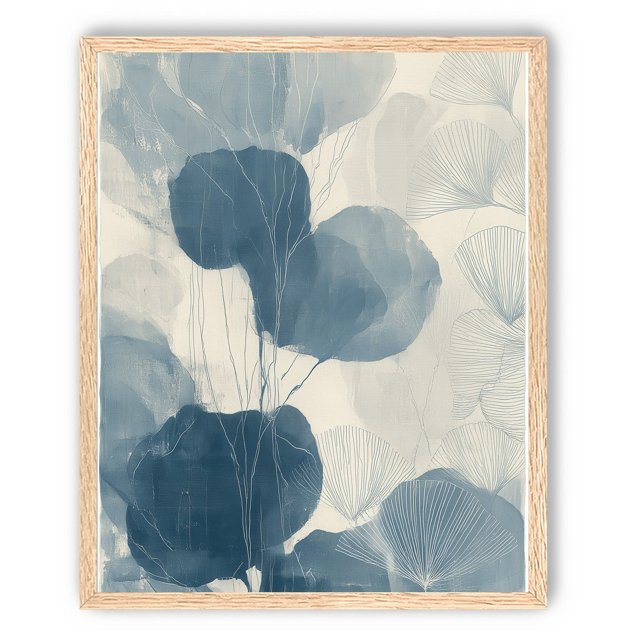 Ginkgo fans among round leaves