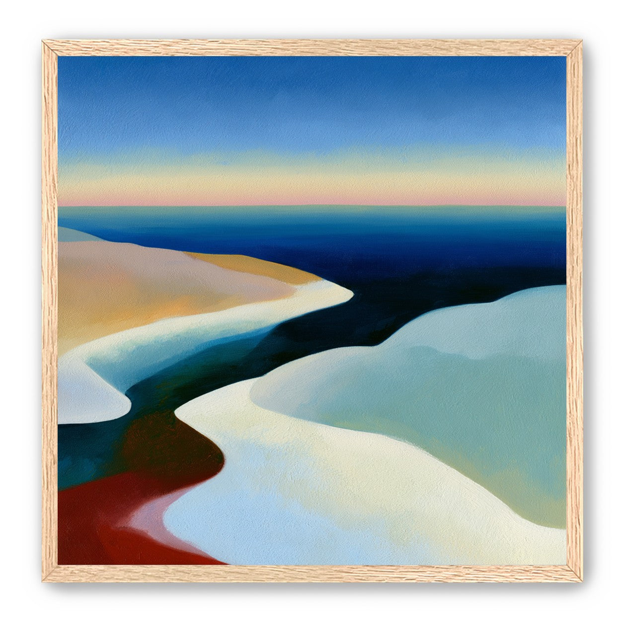 Blue sky over white dunes