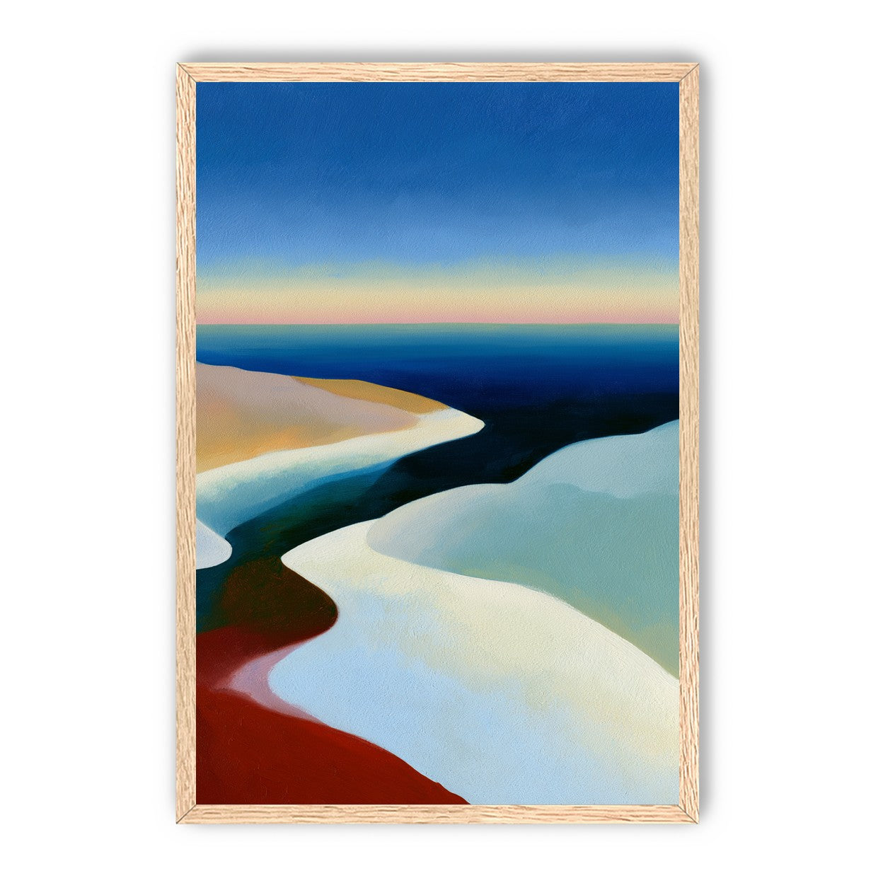 Blue sky over white dunes