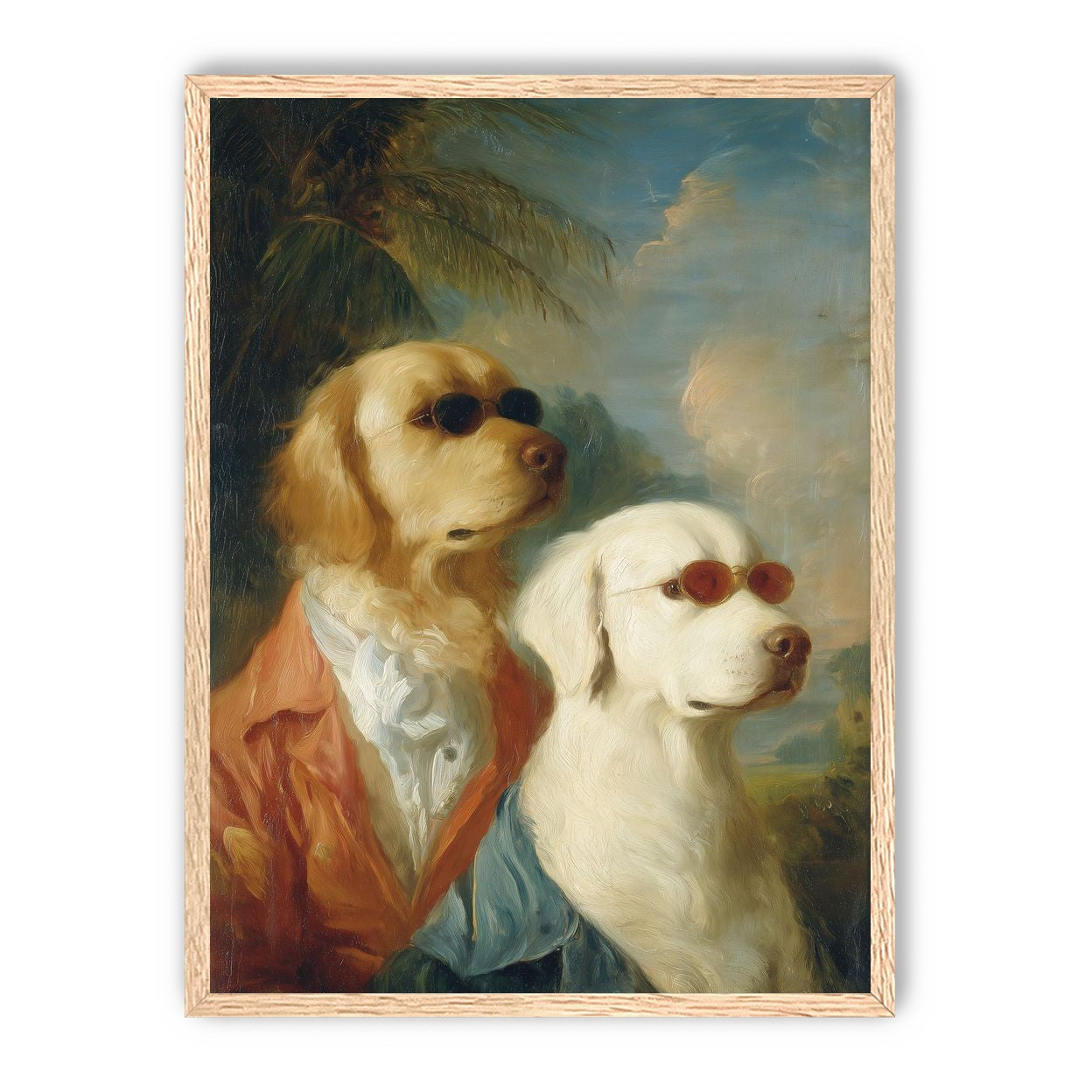 Two dogs in sunglasses