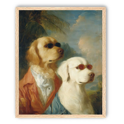 Two dogs in sunglasses
