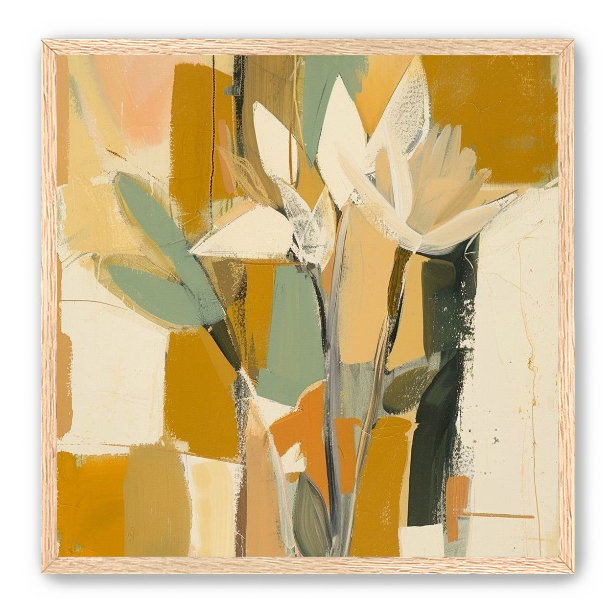 White flowers in ochre light