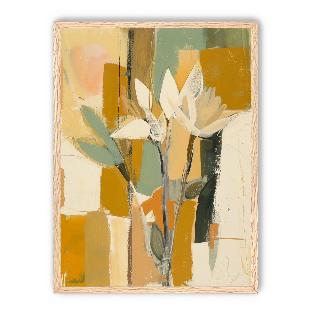 White flowers in ochre light