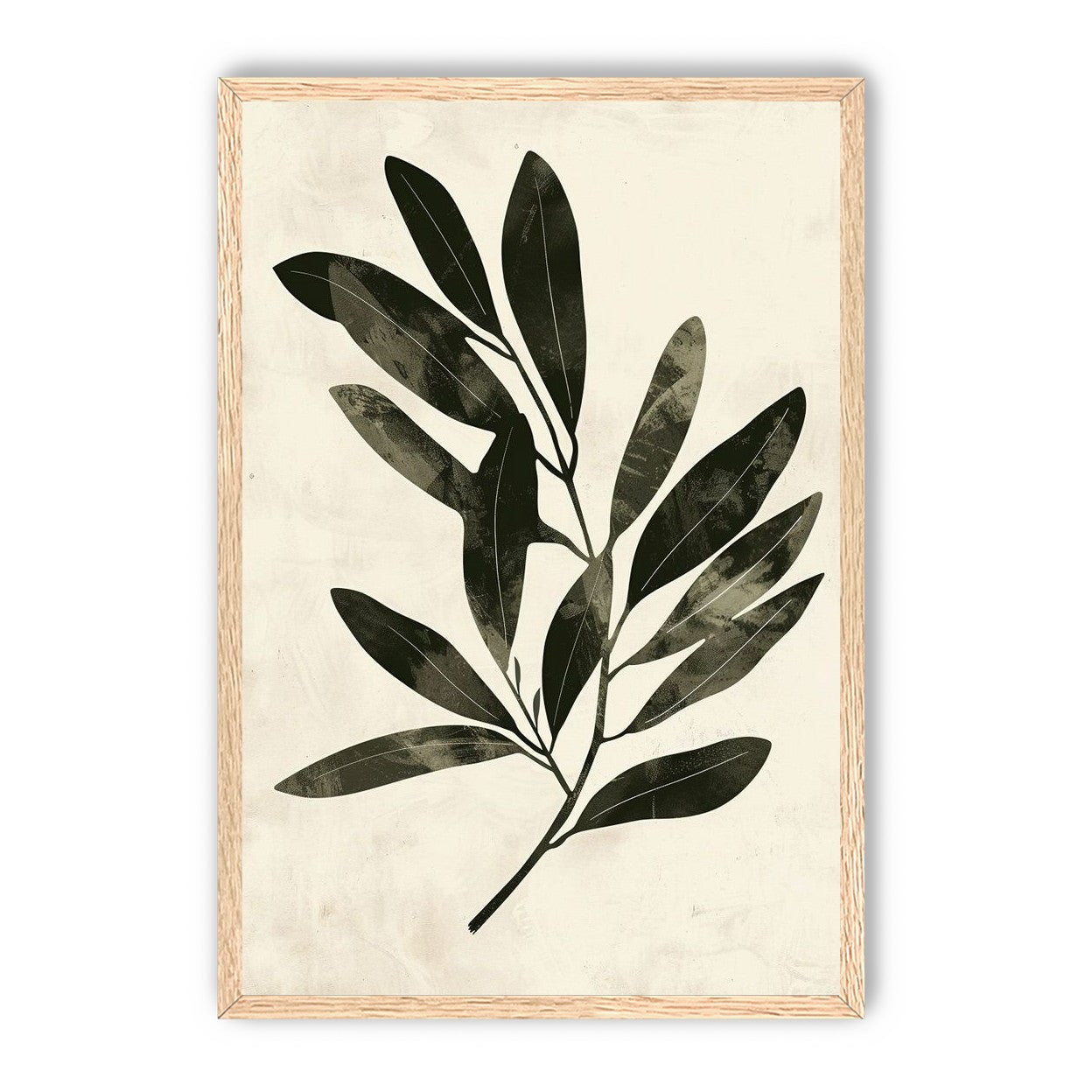 Charcoal leaves on ivory paper