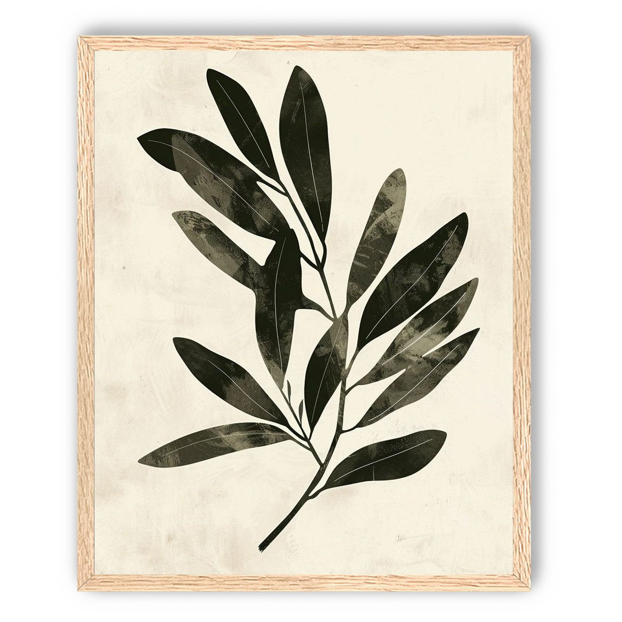 Charcoal leaves on ivory paper