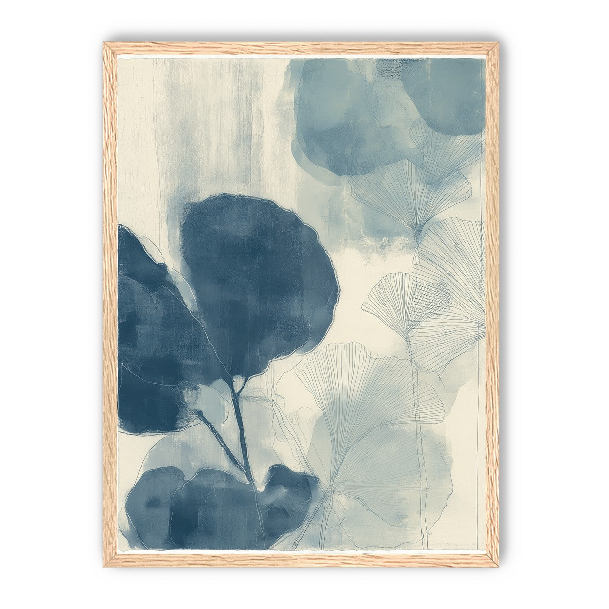 Indigo leaves on cream paper