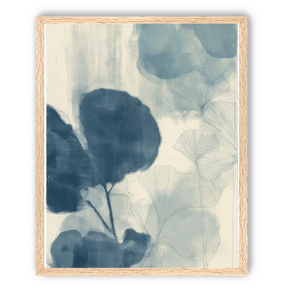 Indigo leaves on cream paper