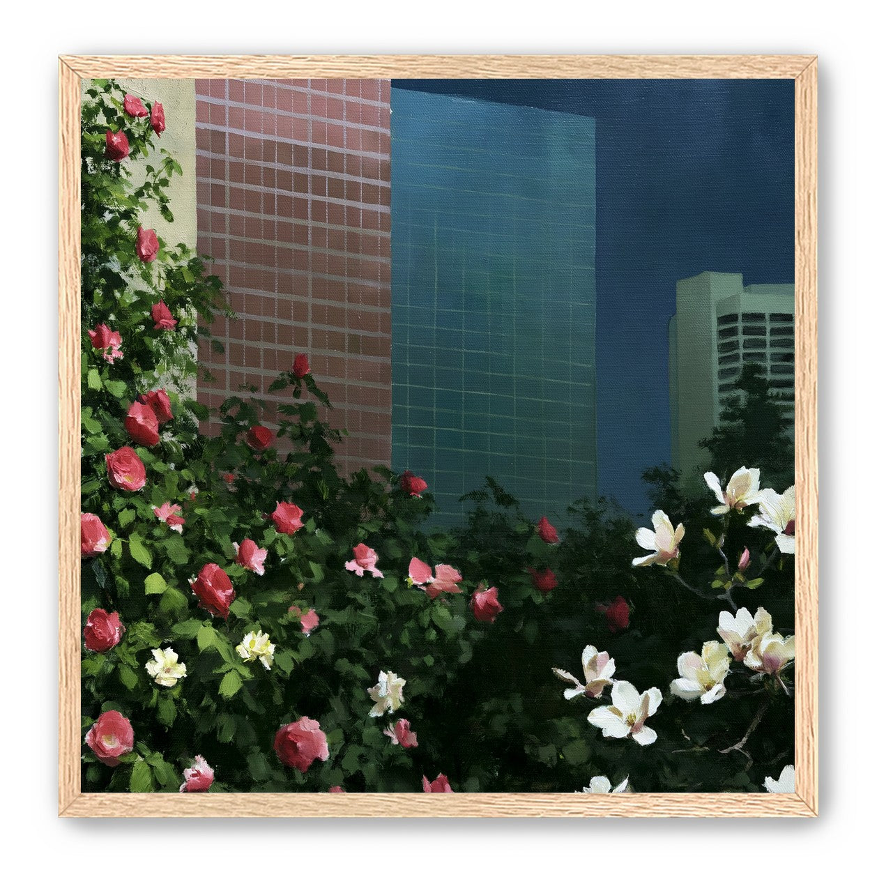 Flowers at the foot of towers