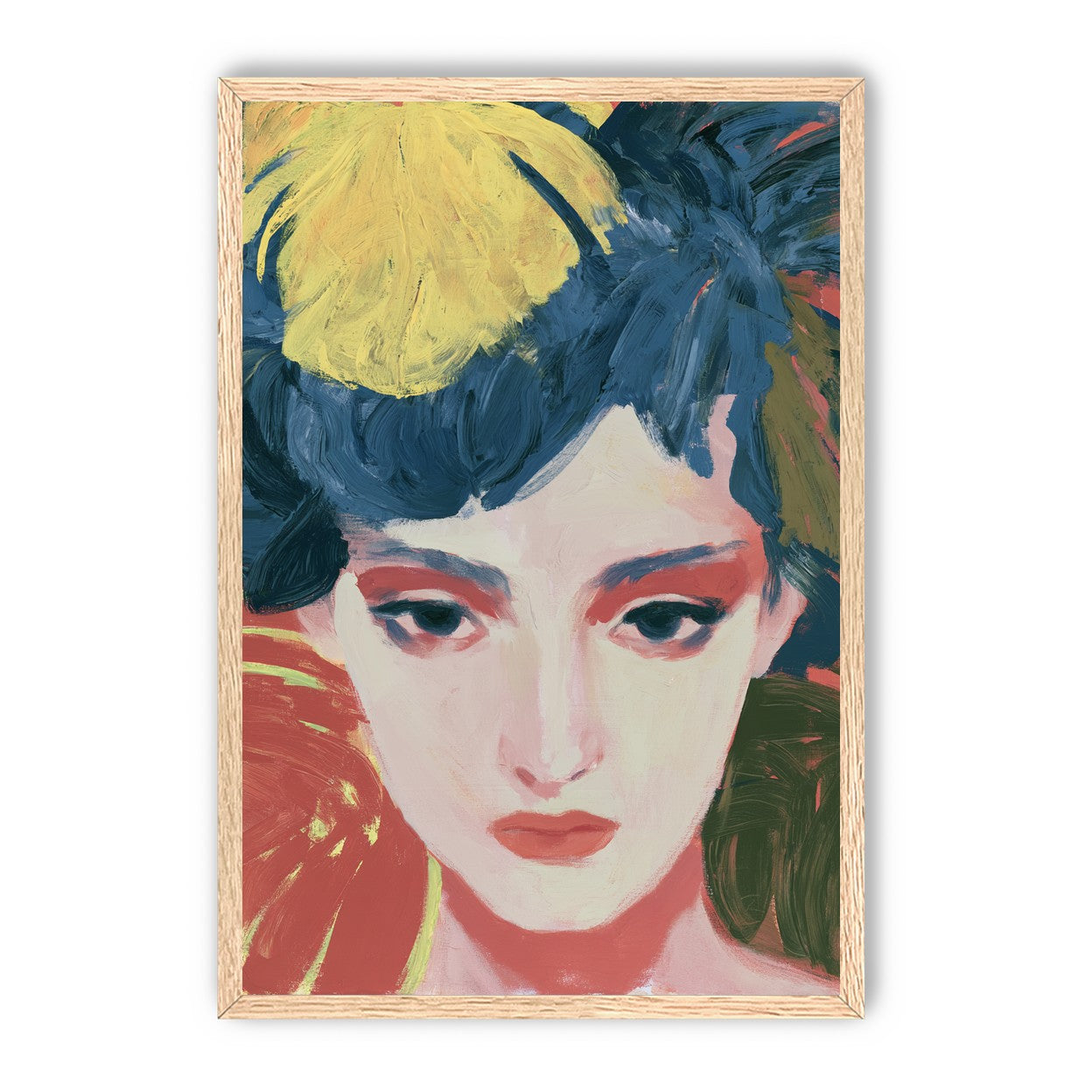 Yellow weight over her gaze