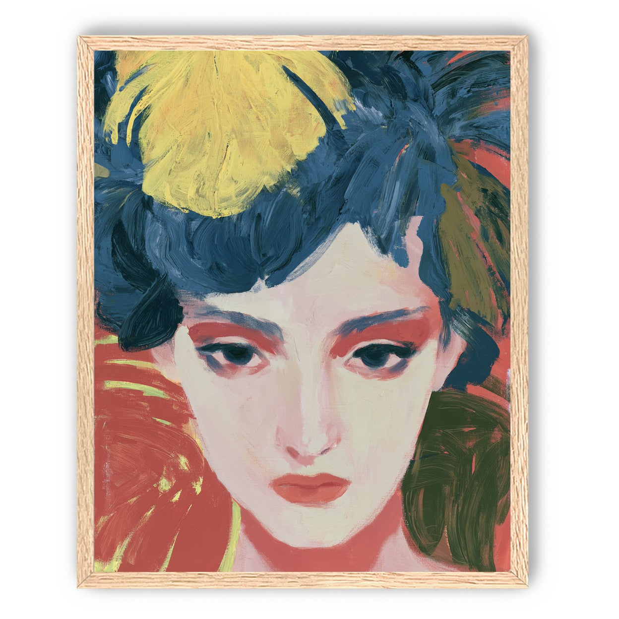 Yellow weight over her gaze