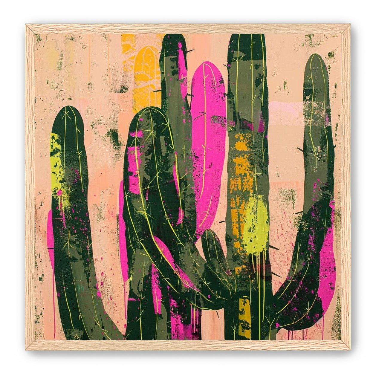 Neon pink on cactus green