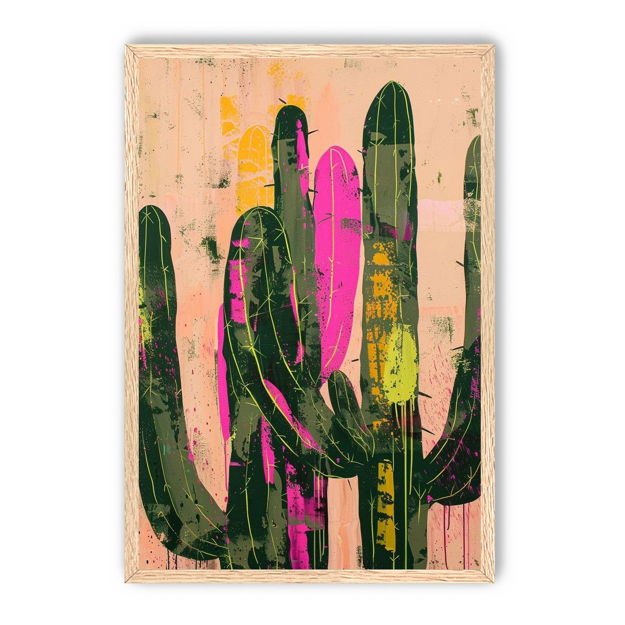 Neon pink on cactus green