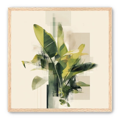 Green leaves among glassy blocks
