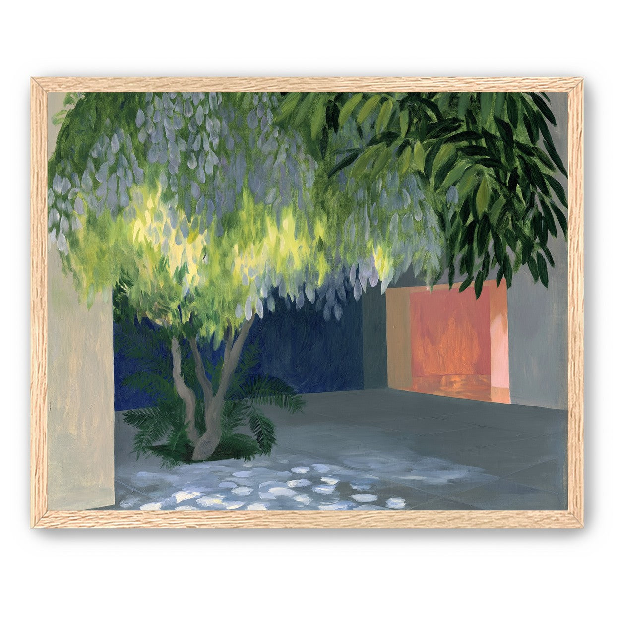 Spotted light under blossoms