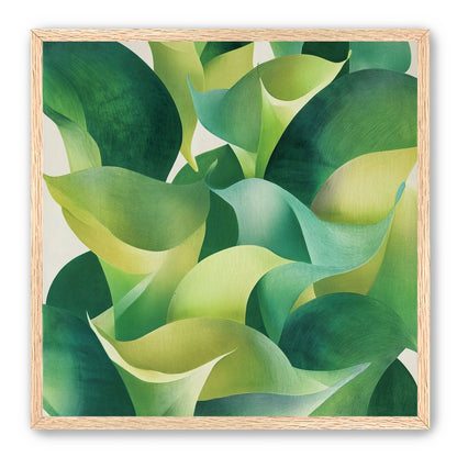 Overlapping curled green leaves