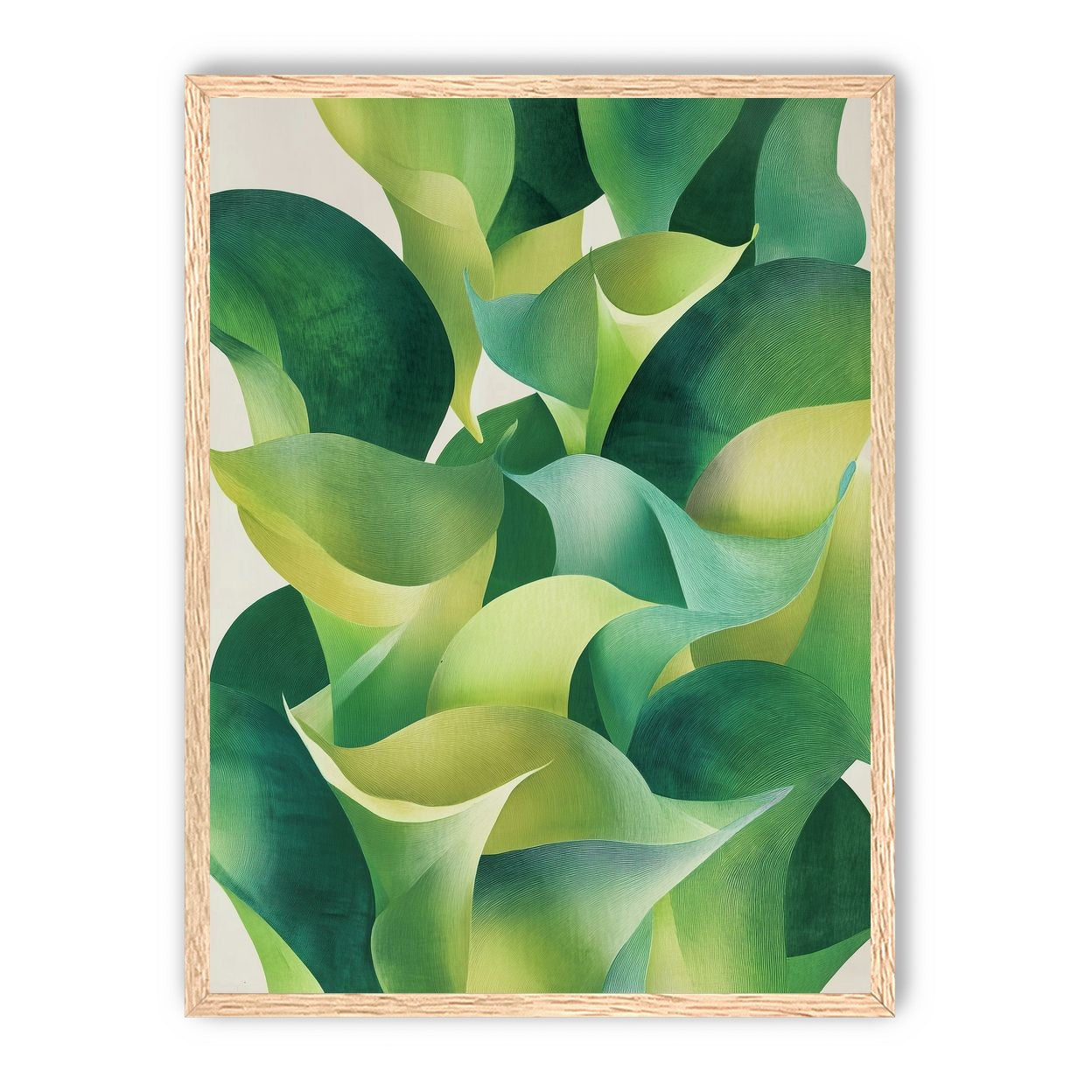 Overlapping curled green leaves