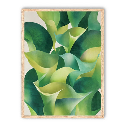 Overlapping curled green leaves