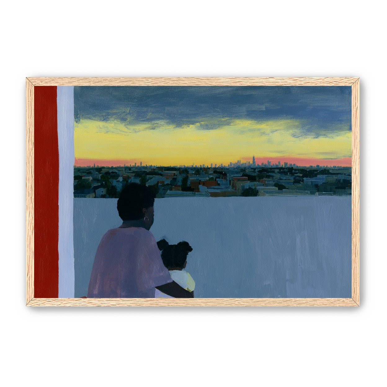 City lights beyond the parapet