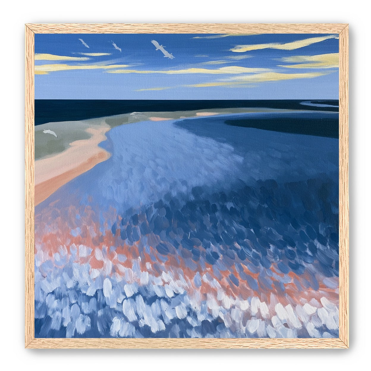 Pale sand in blue water
