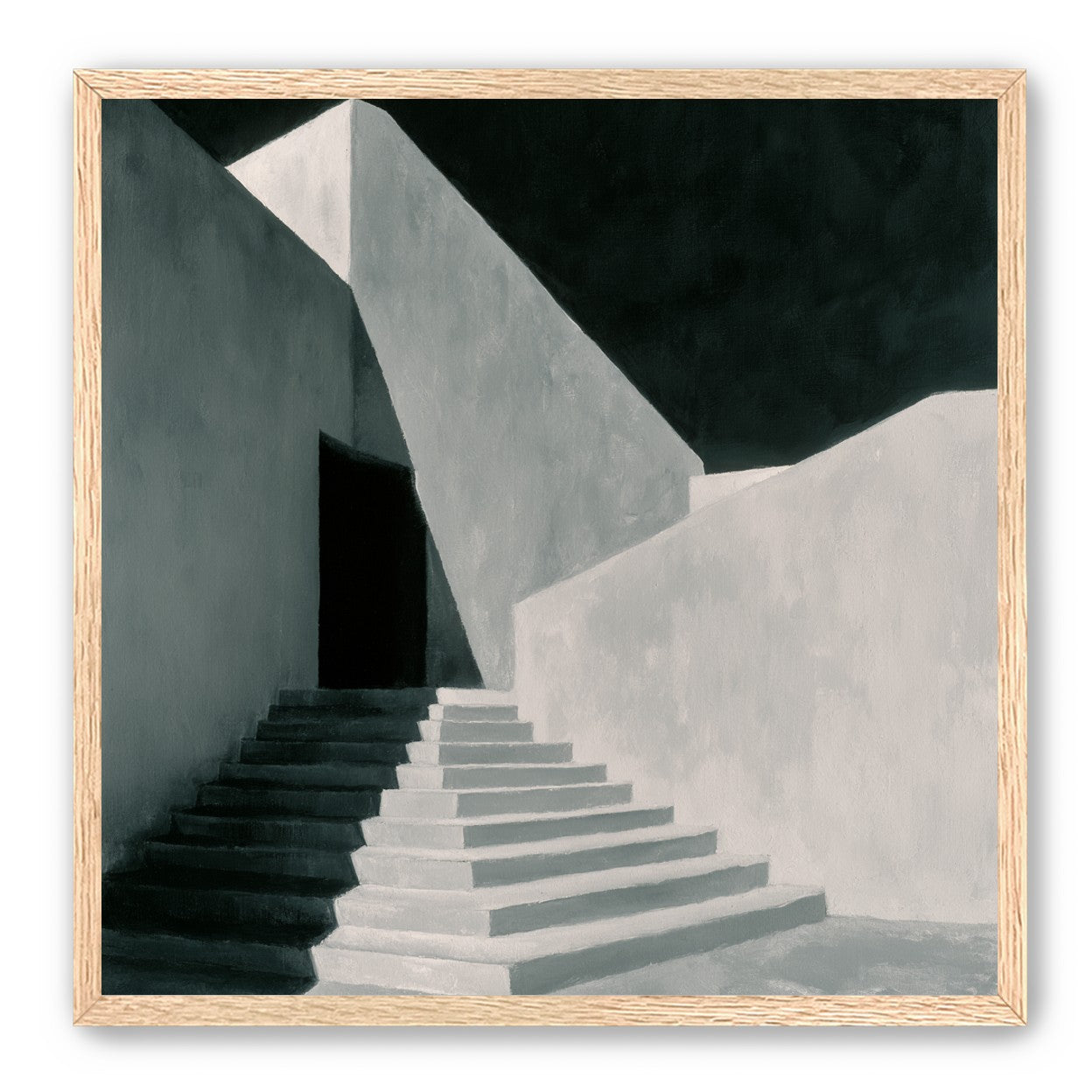 Stairs into the black doorway