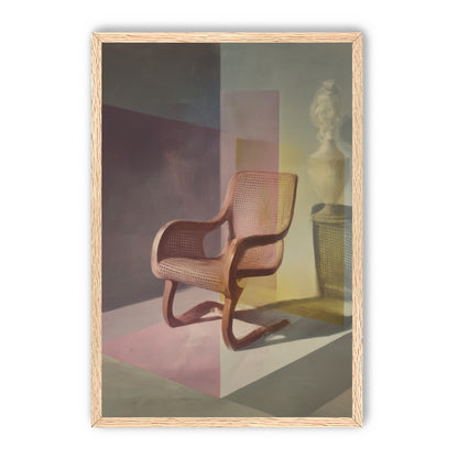 Cane chair within color panes