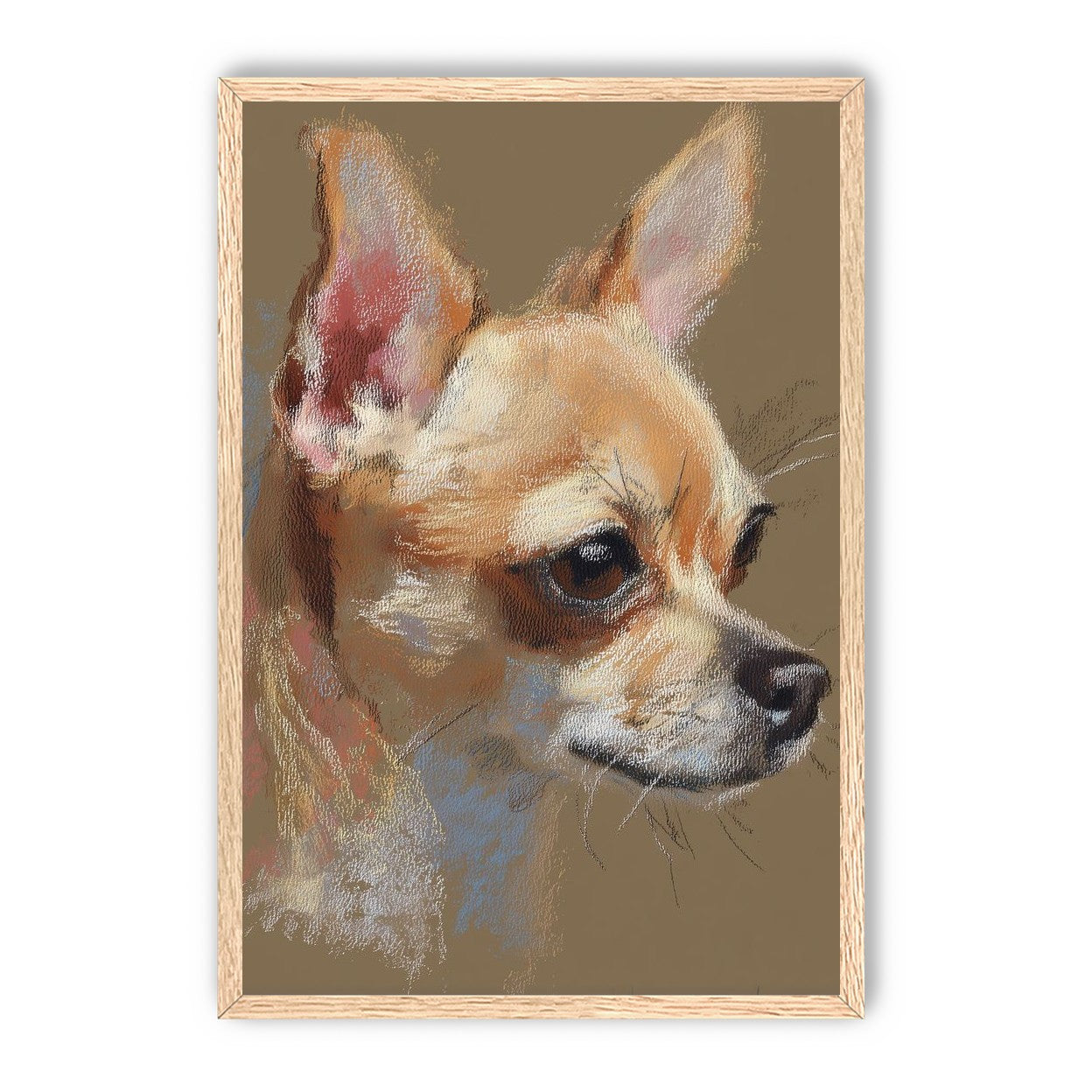 Pastel dog in profile