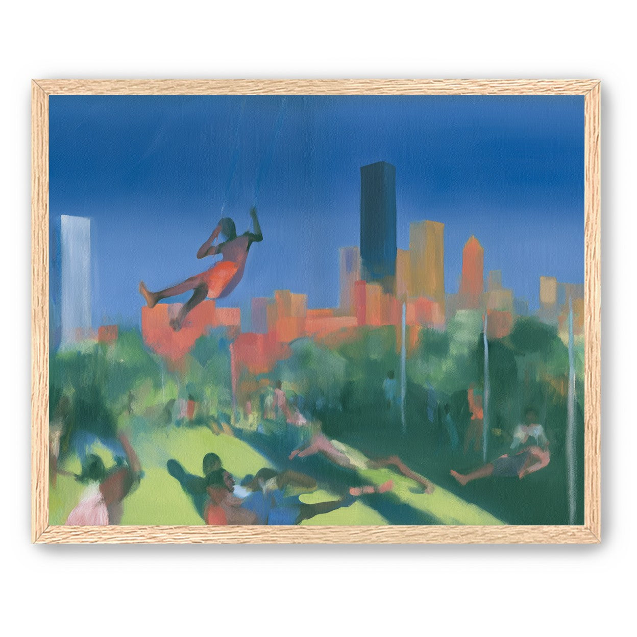 Swinging over the city park