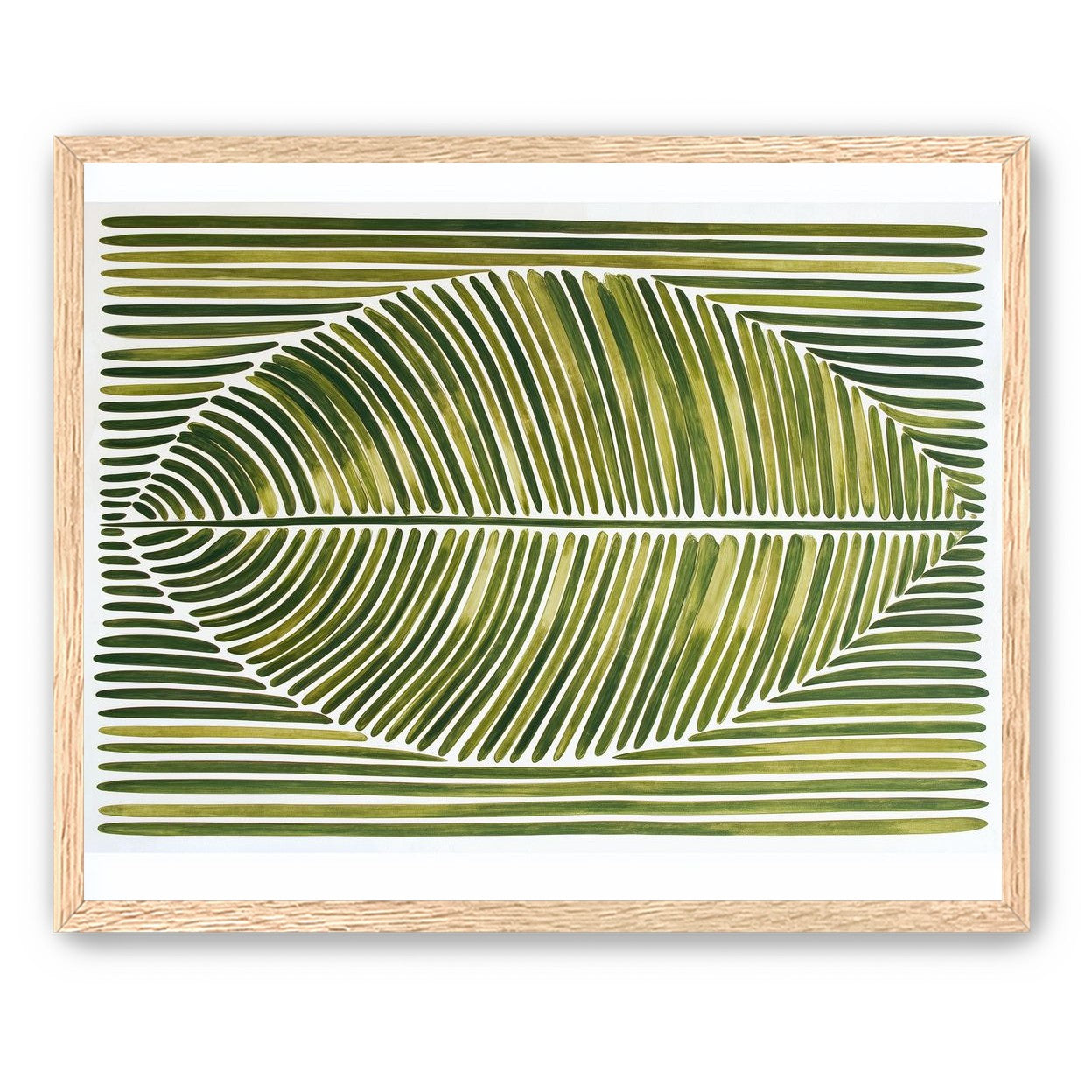 Palm frond in green bands