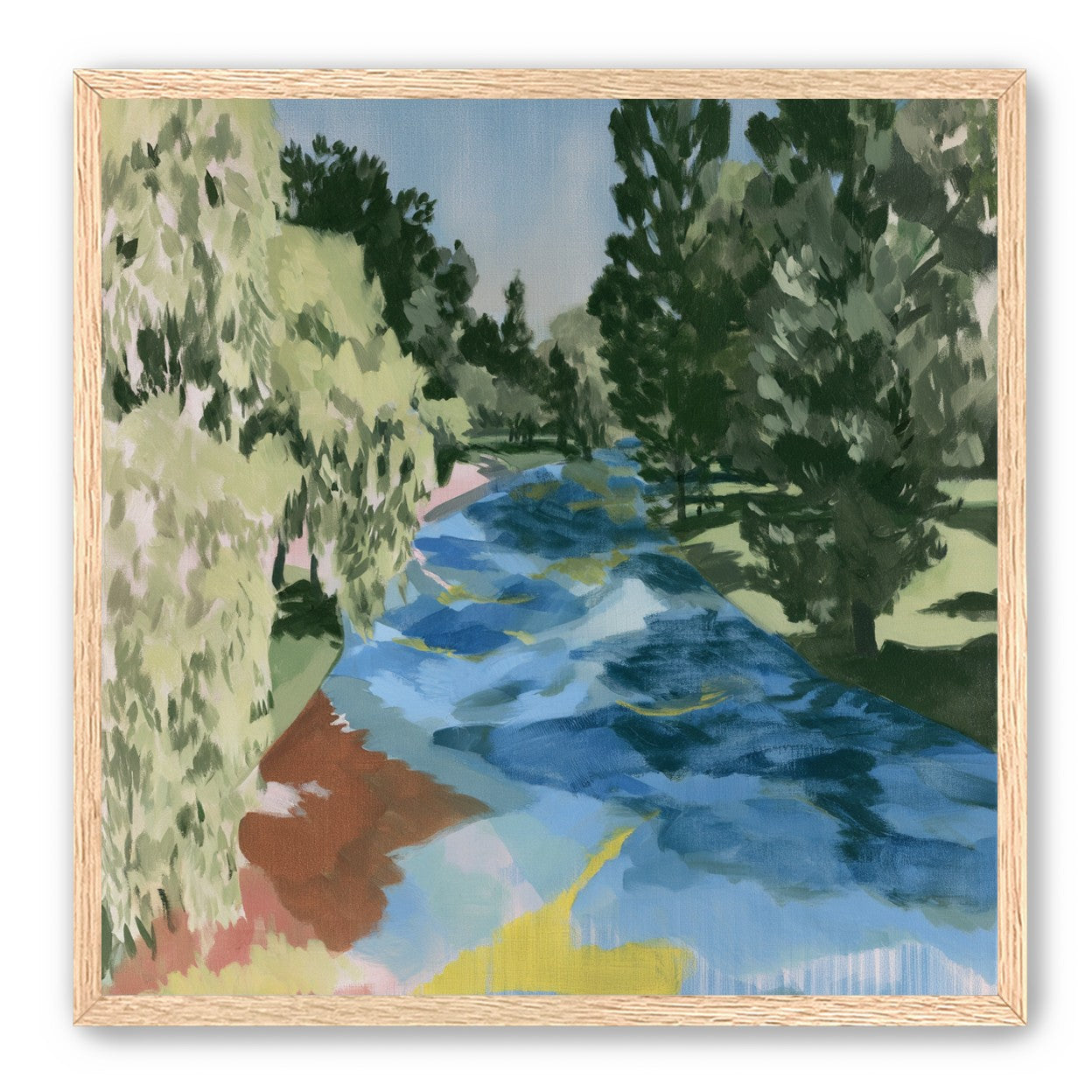 Blue bend under pines