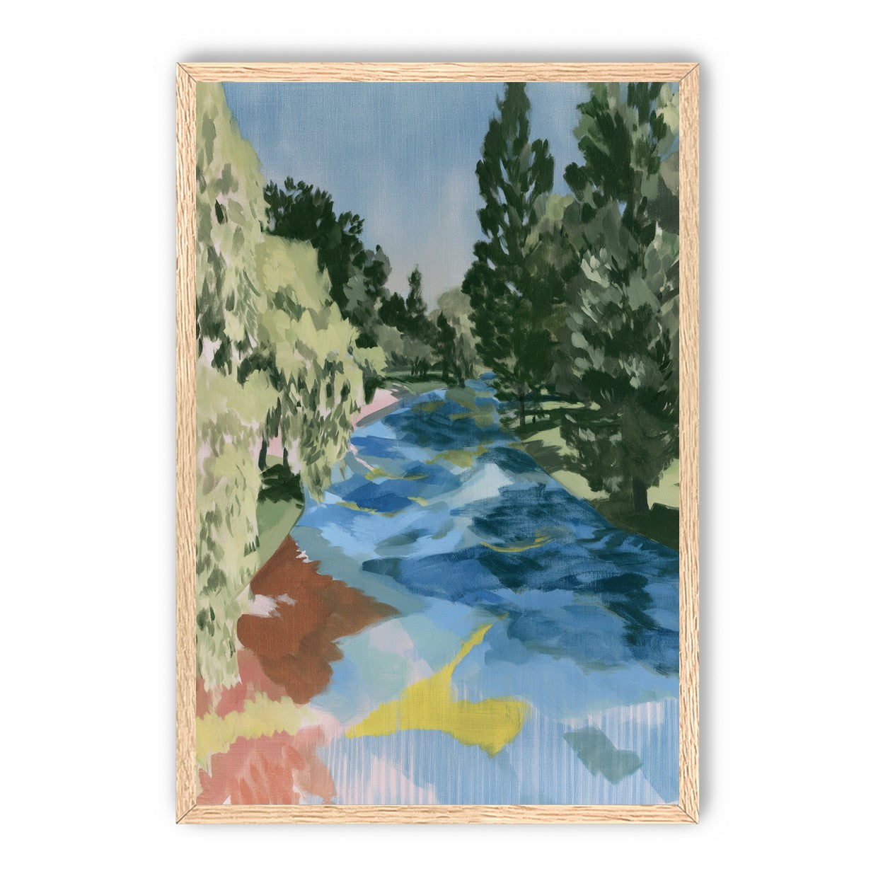 Blue bend under pines