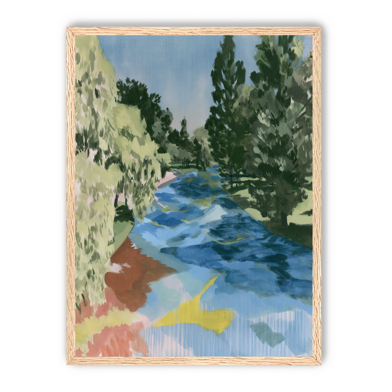 Blue bend under pines