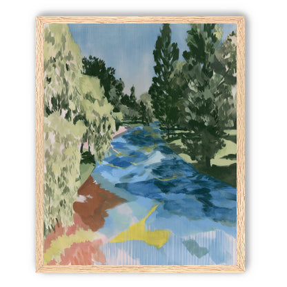 Blue bend under pines
