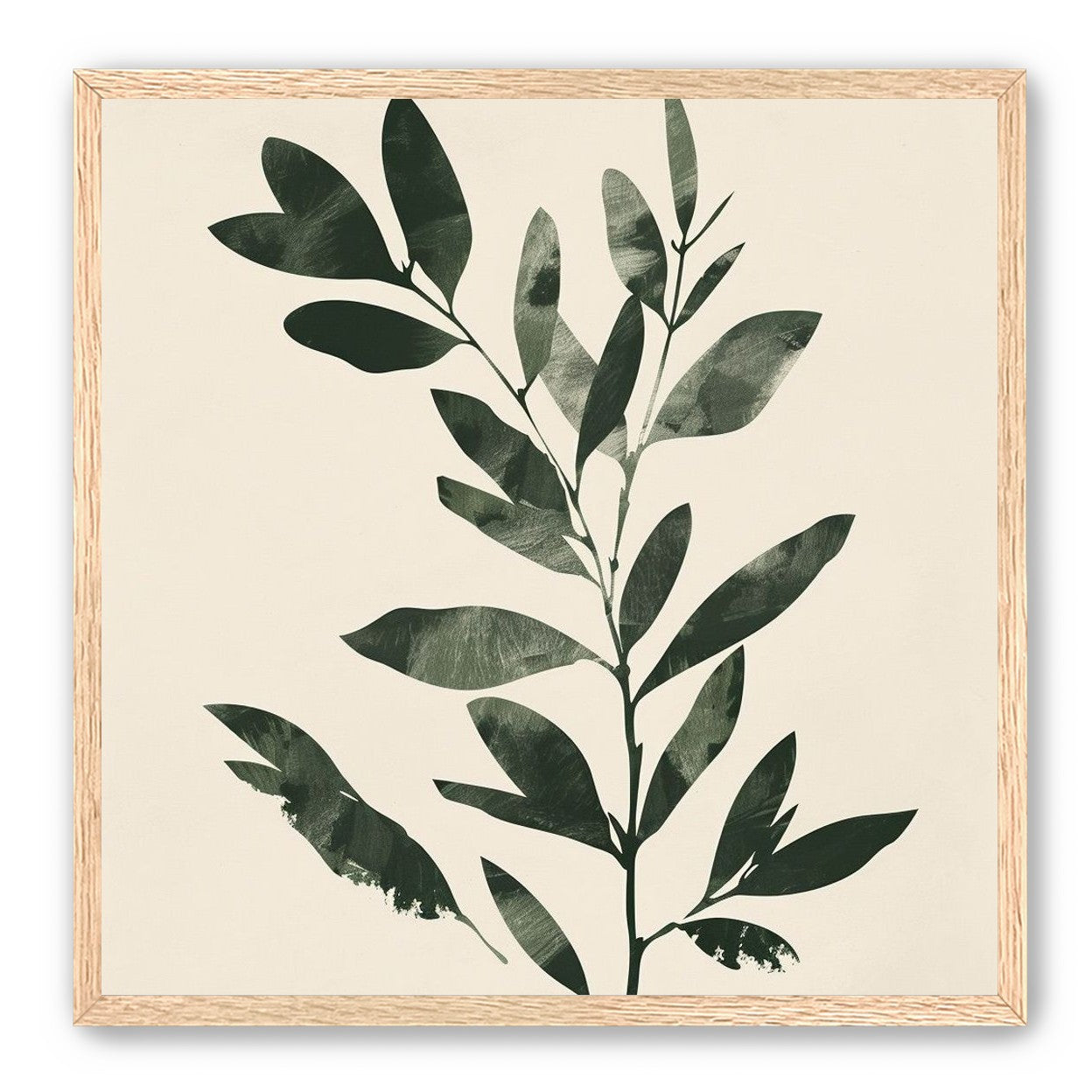 Dark green leaves on cream